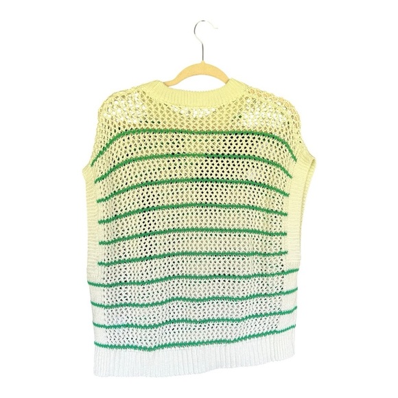 NWT Madewell Ivory and Green Striped Sweater Size Large - Picture 2 of 4